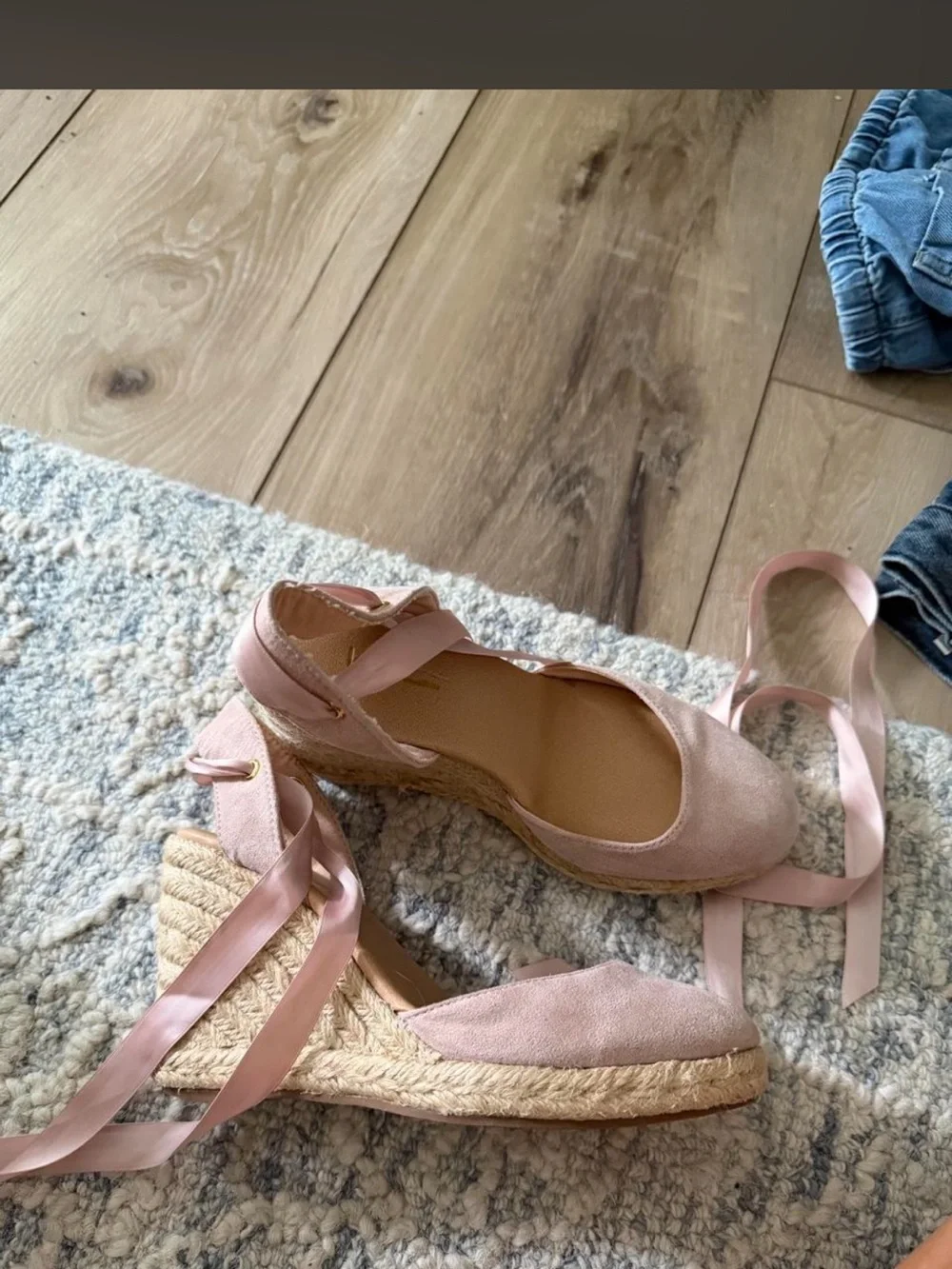 Loft Women’s Pink Espadrille Wedge Ankle-Tie Heels